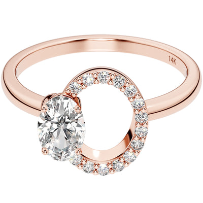 Peora Lab Grown Diamond Ring Oval Shape Ring 14K Rose Gold