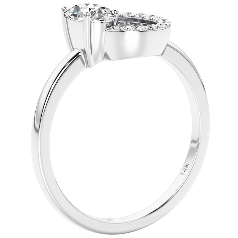 Peora Lab Grown Diamond Ring Oval Shape Ring 14K White Gold