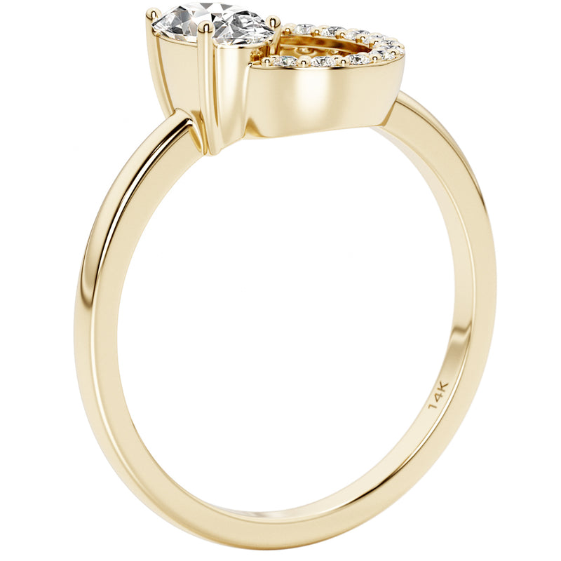 Peora Lab Grown Diamond Ring Oval Shape Ring 14K Yellow Gold