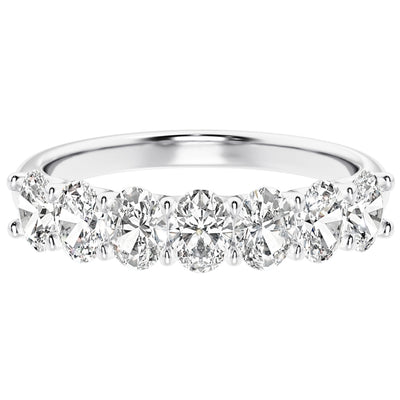 Oval Lab Grown Diamond 7-Stone Half-Eternity Ring Band in 14K Gold Sizes 4-10