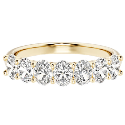 Oval Lab Grown Diamond 7-Stone Half-Eternity Ring Band in 14K Gold Sizes 4-10