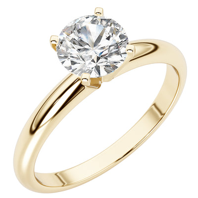 Peora 1 Carat Lab Grown Diamond Solitaire Engagement Ring in 14K White or Yellow Gold, Round Brilliant, F-G Color, VS Clarity, Sizes 4 to 9