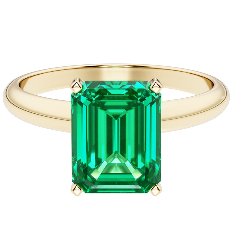 emerald cut colombian emerald solitaire engagement ring 14k yellow gold