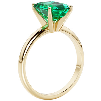 emerald cut colombian emerald solitaire engagement ring 14k yellow gold