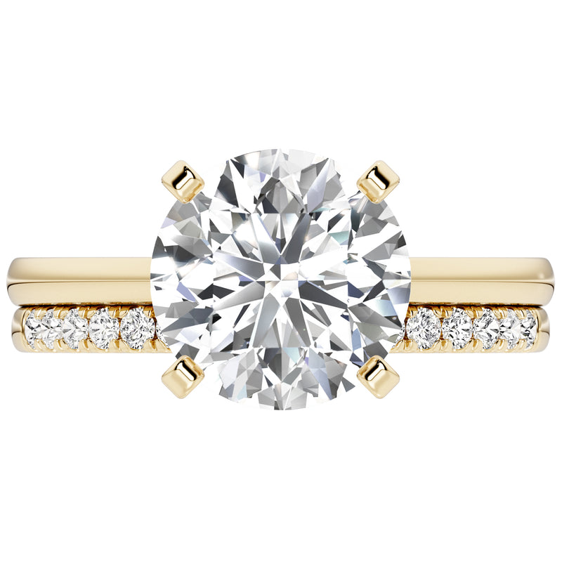 IGI Certified 2 Carats Lab Grown Diamond Classic Engagement Ring and Wedding Band Bridal Set 14K Yellow Gold
