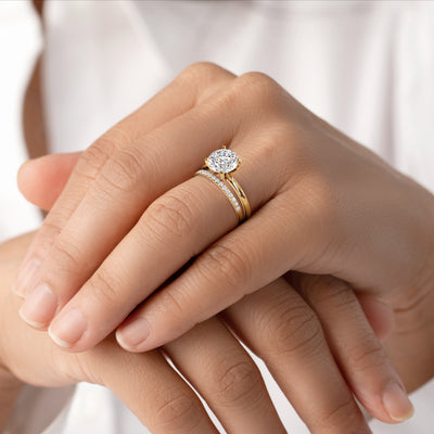 IGI Certified 2 Carats Lab Grown Diamond Classic Engagement Ring and Wedding Band Bridal Set 14K Yellow Gold