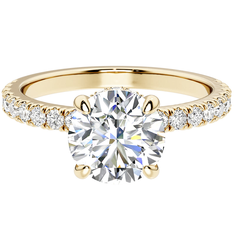 IGI Certified 2 Carats Lab Grown Diamond Engagement Ring Pave Set 14K Gold