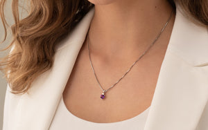 amethyst pendant necklace in 14k white gold