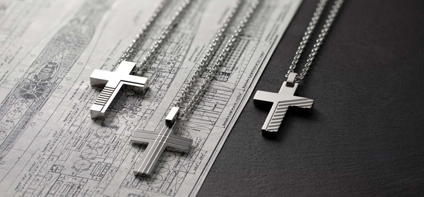 Stainless Steel Cross Pendants with Ball Chain by Peora