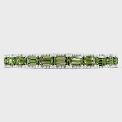 Peridot Straight Baguette Thin Half Eternity Band