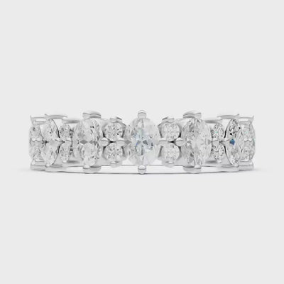 Diamond Oval & Round Gemstone Full Eternity Band