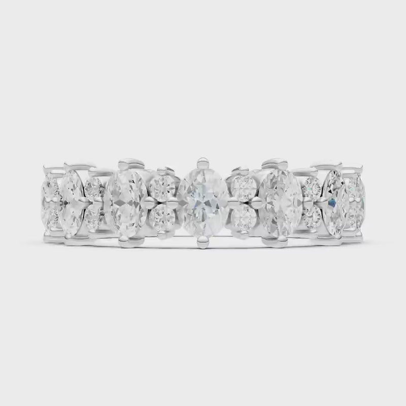 Diamond Oval & Round Gemstone Full Eternity Band