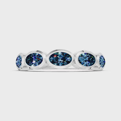 Alexandrite Bezel Set Oval Cut Half Eternity Band