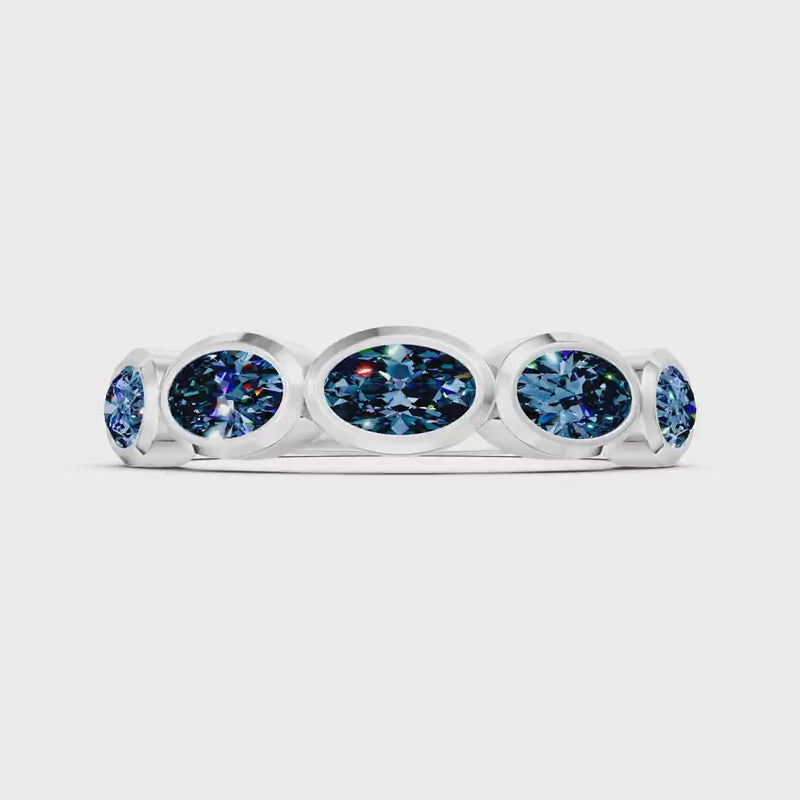 Alexandrite Bezel Set Oval Cut Half Eternity Band