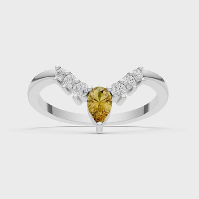 Citrine Pear & Round Shape Curved Wedding Band