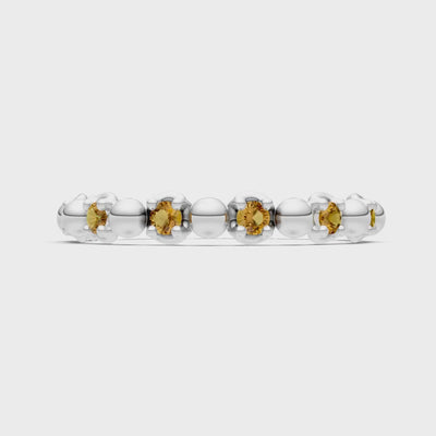 Citrine Beaded Diamond Stacking Ring