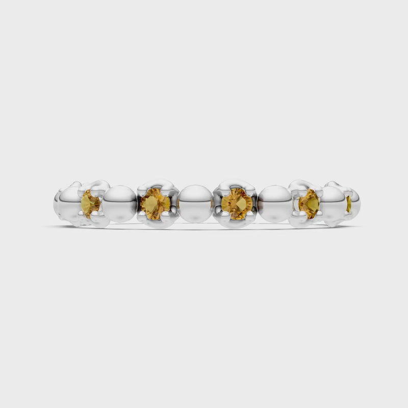 Citrine Beaded Diamond Stacking Ring