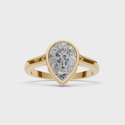 Solid Pear Gemstone Gold Solitaire Ring,1.50 Ct