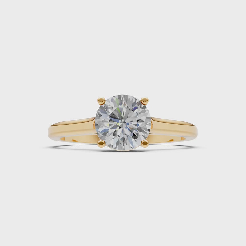 Round Cut Gemstone Solitaire Gold Ring