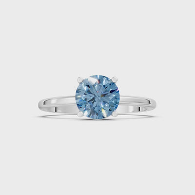 Aquamarine 4 Prong Solitaire Round Engagement Ring Cathedral Setting