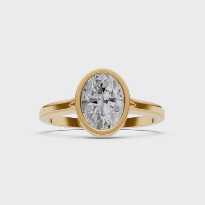 Solid Gold Oval Gemstone Engagement Ring