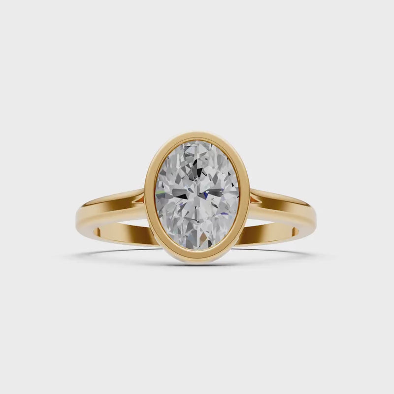 Solid Gold Oval Gemstone Engagement Ring
