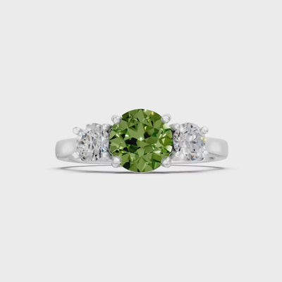 Peridot Three Round Cut Stone Ring