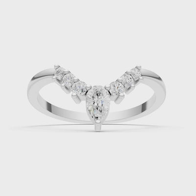 Diamond Pear & Round Shape Curved Wedding Band