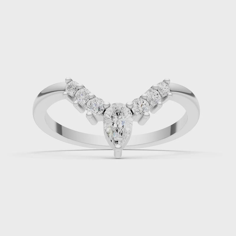 Diamond Pear & Round Shape Curved Wedding Band