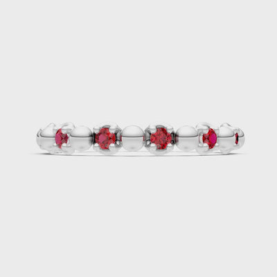 Ruby Beaded Diamond Stacking Ring