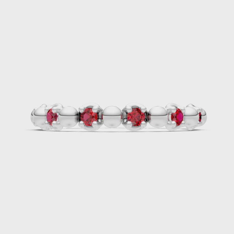 Ruby Beaded Diamond Stacking Ring