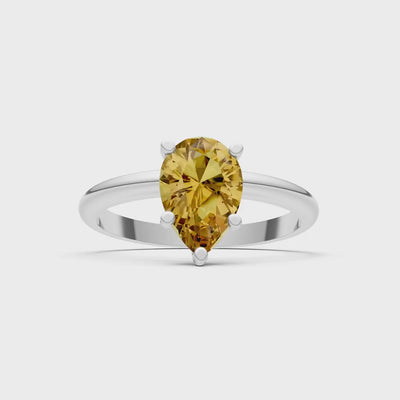 Citrine 5 Prong Pear Shape Solitaire Engagement Ring