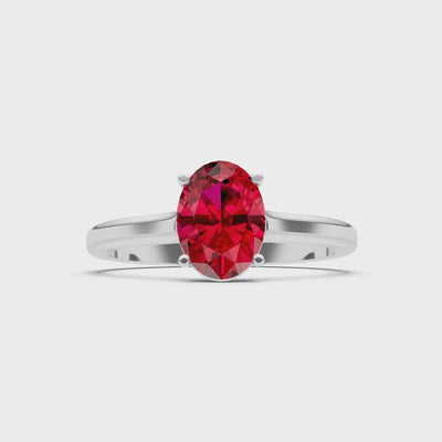 Created Ruby Oval 8x6mm Normal 4 Prong Solitaire 8x6 mm Oval Shape Engagement Ring Cathedral Setting