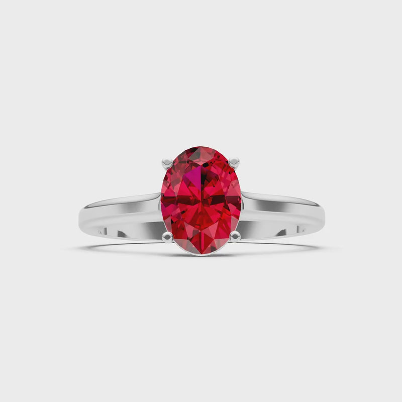 Created Ruby Oval 8x6mm Normal 4 Prong Solitaire 8x6 mm Oval Shape Engagement Ring Cathedral Setting