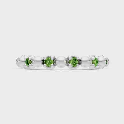 Peridot Beaded Diamond Stacking Ring