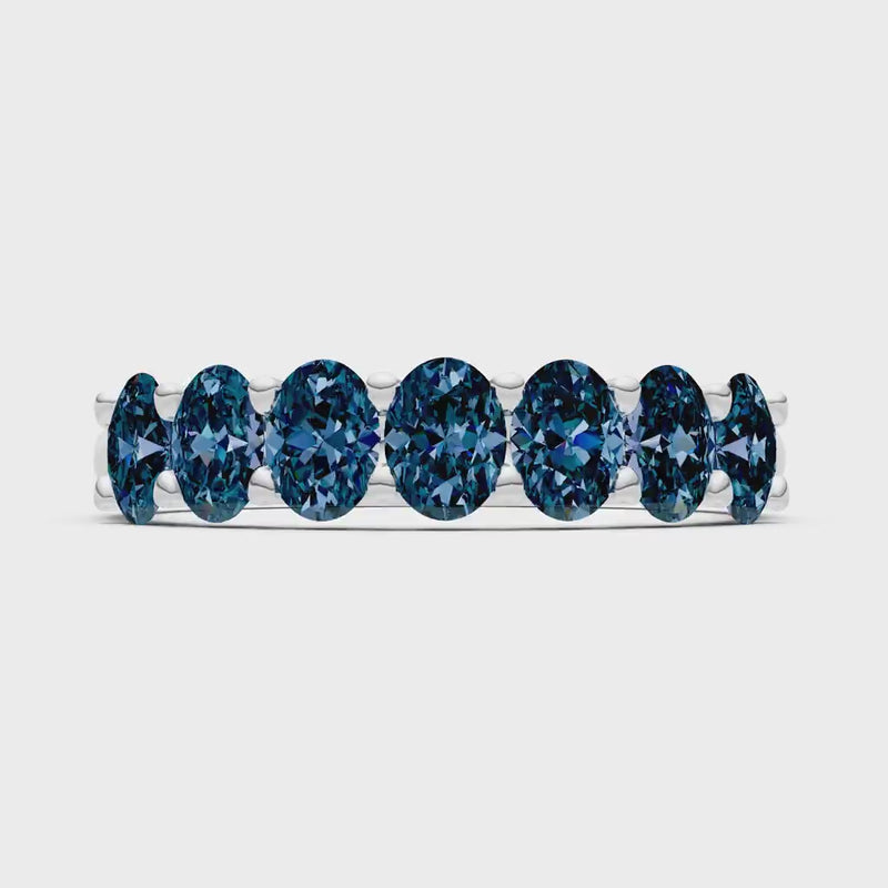 Alexandrite 7 Stone Alternating Oval Gemstone Ring