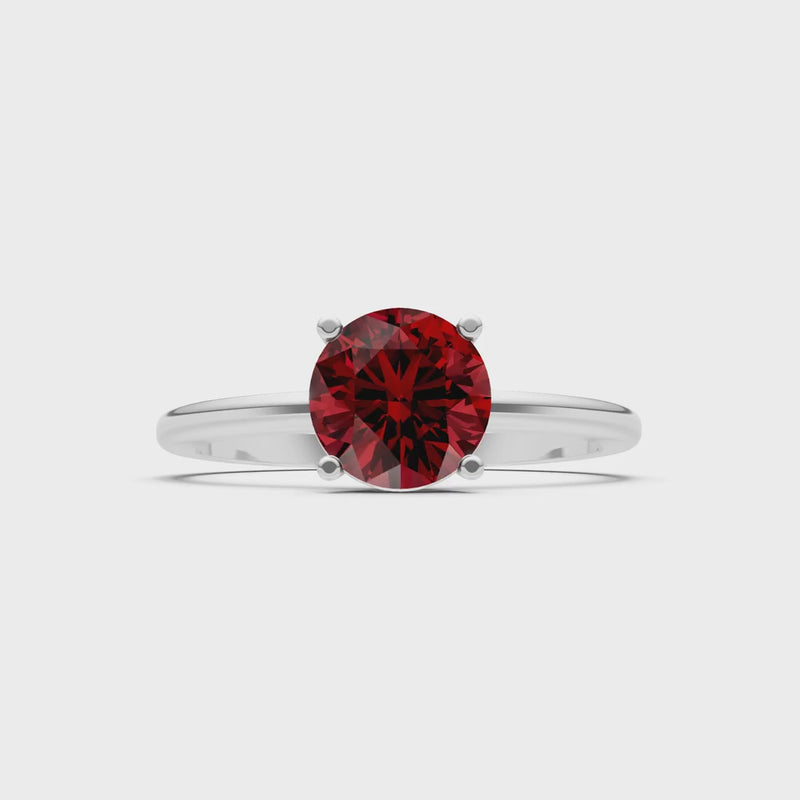 Garnet 4 Prong Solitaire Round Engagement Ring Cathedral Setting
