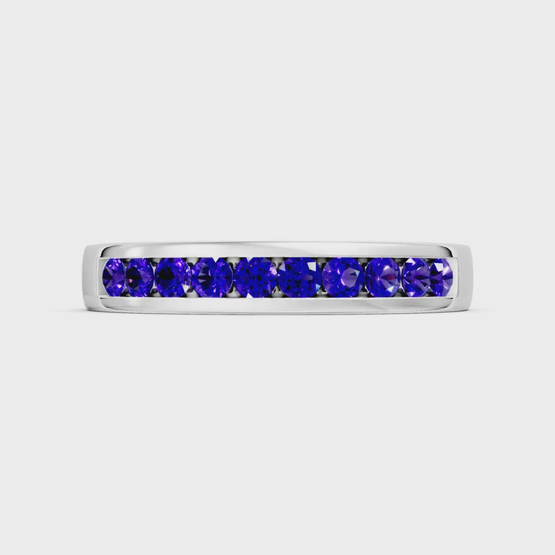 Amethyst Minimalist Channel Set Round Cut Half Eternity