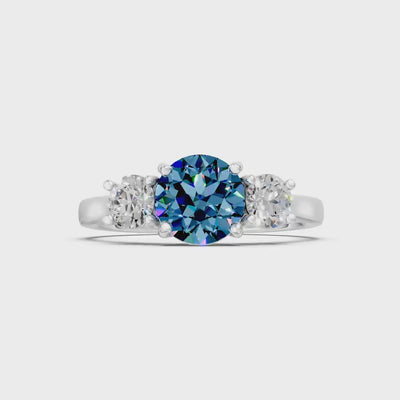 Alexandrite Three Round Cut Stone Ring