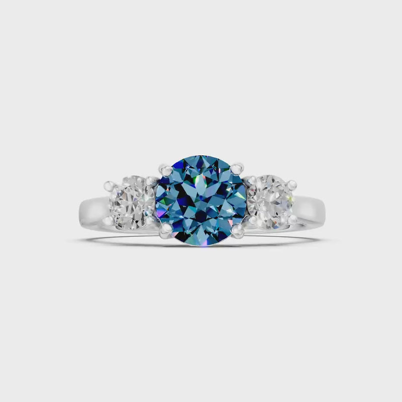Alexandrite Three Round Cut Stone Ring