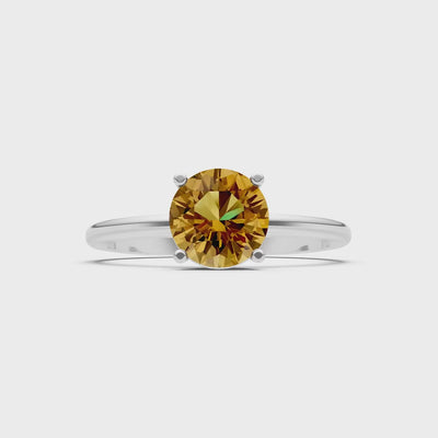 Citrine Round 6.5mm Normal 4 Prong Solitaire Round Engagement Ring Cathedral Setting