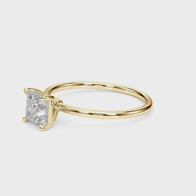 4 Prong Princess Cut Basket Classic Solitaire Engagement Ring