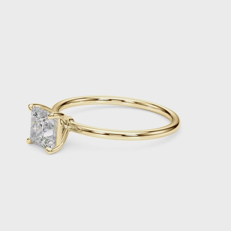 4 Prong Princess Cut Basket Classic Solitaire Engagement Ring