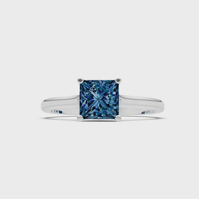 Alexandrite 4 Prong Princess Cut Solitaire Cathedral Ring