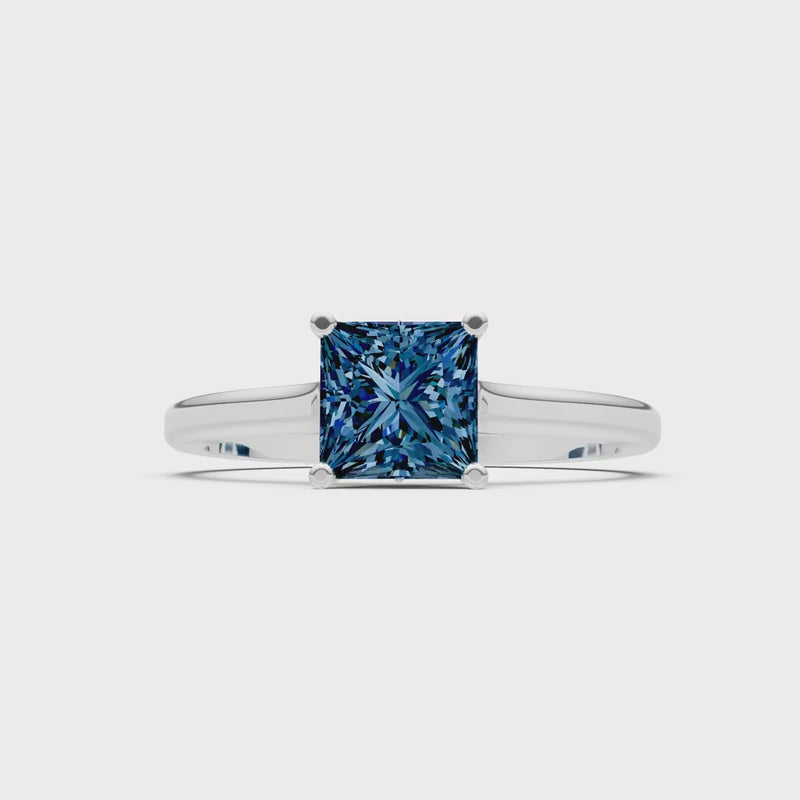 Alexandrite 4 Prong Princess Cut Solitaire Cathedral Ring