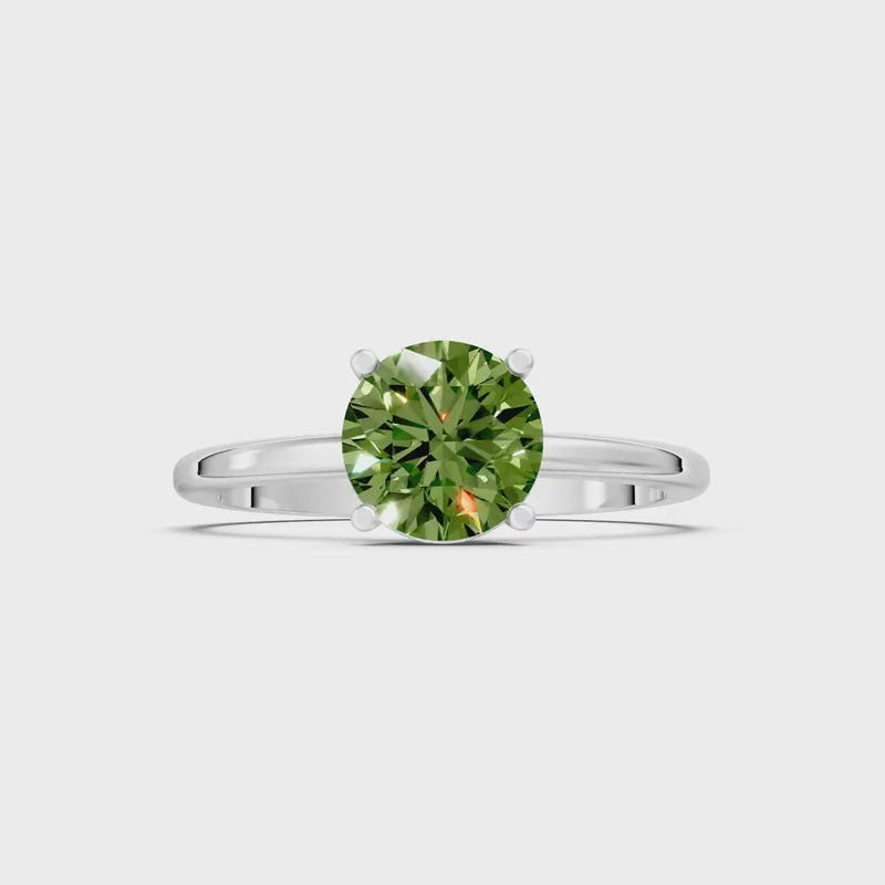 Peridot 4 Prong Solitaire Round Engagement Ring Cathedral Setting