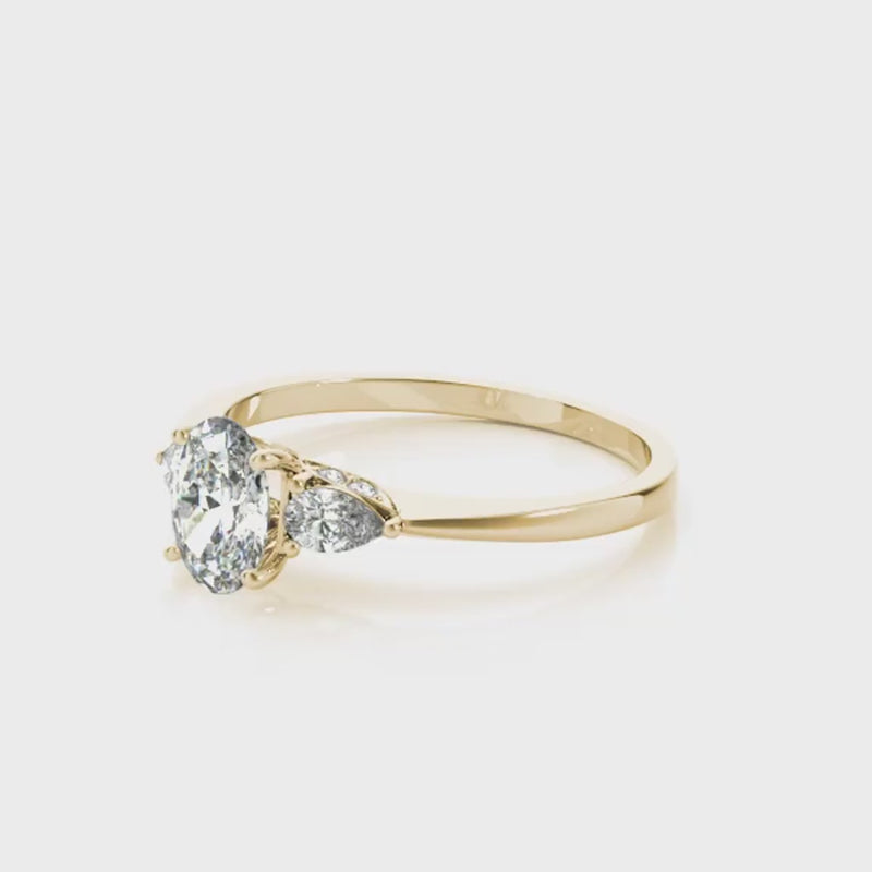 PEORA Solid 10k Yellow Gold Ring - 1.40 Ct Lab Grown Diamond for , 8x6mm Oval Cut Promise, Engagement or Anniversary Ring, Jewelry Gift, w/Jewelry Box