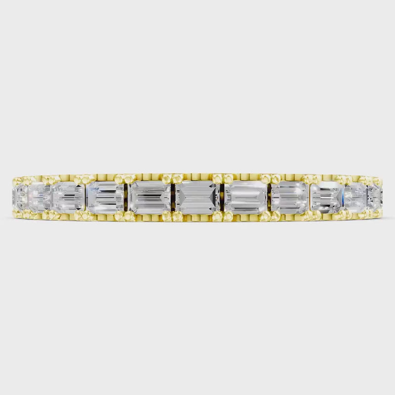 Straight Baguette Thin Half Eternity Gold Band