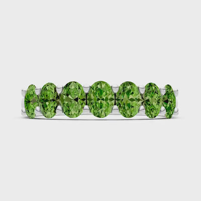 Peridot 7 Stone Alternating Oval Gemstone Ring