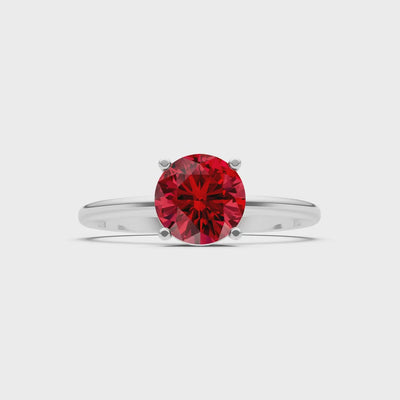 Created Ruby Round 6.5mm Normal 4 Prong Solitaire Round Engagement Ring Cathedral Setting